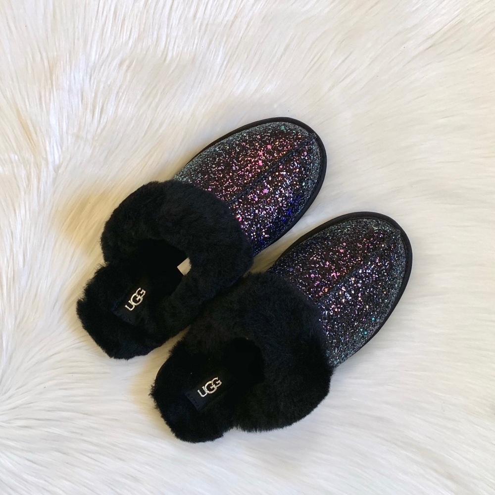 UGG Black Scuffette II Cosmos Glitter Slippers - Picture 4 of 8